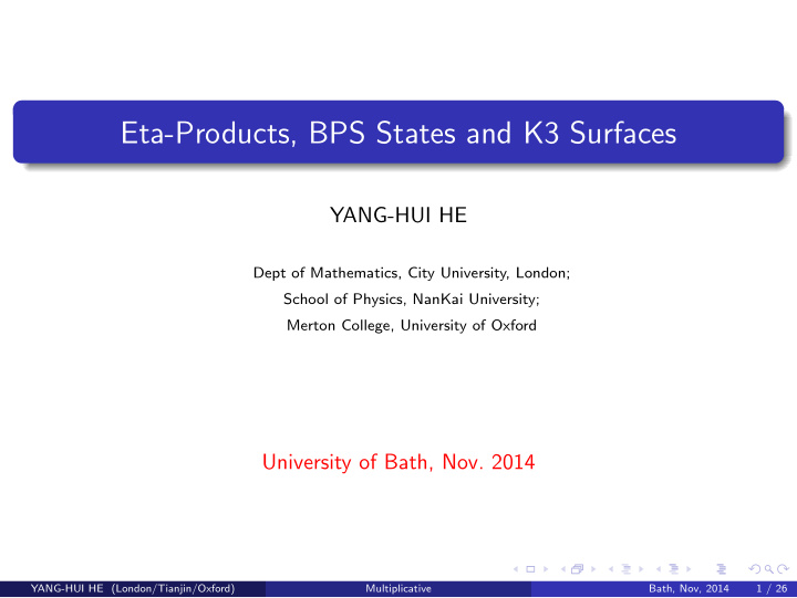 eta products bps states and k3 surfaces