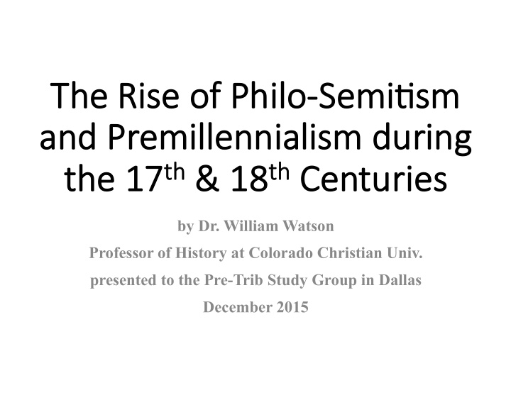 the rise of philo semi mi sm m and premi millennialism m