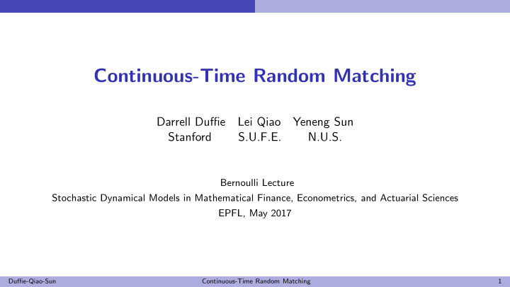 continuous time random matching