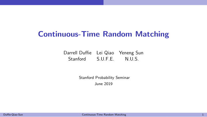 continuous time random matching