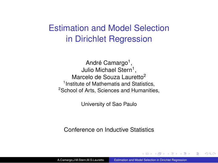 estimation and model selection in dirichlet regression