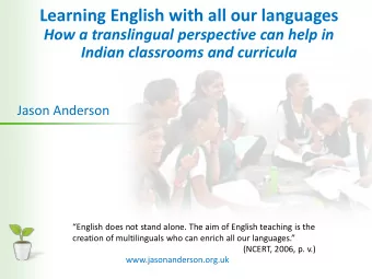 Learning English with all our languages  How a translingual perspective can help in  Indian