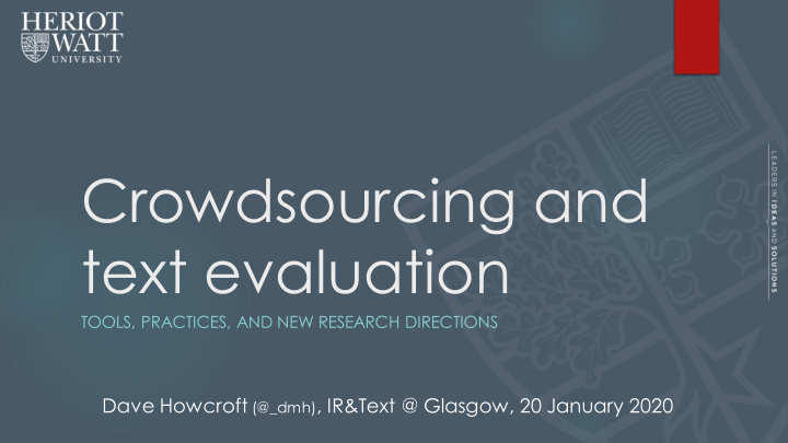 crowdsourcing and text evaluation