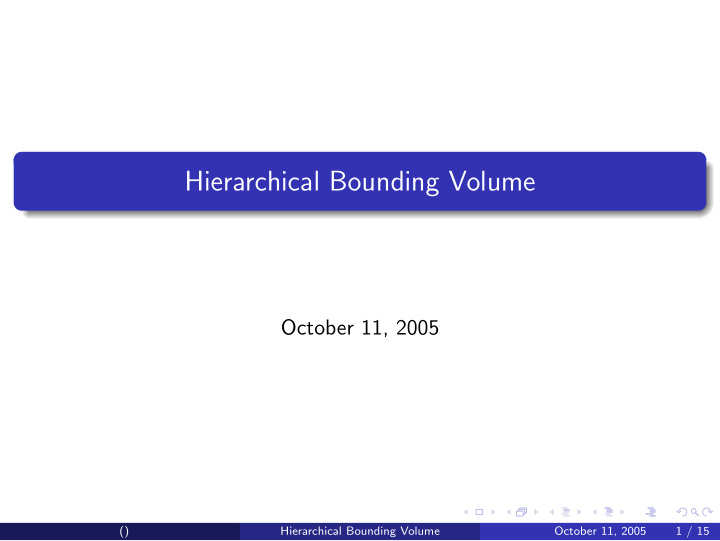 hierarchical bounding volume