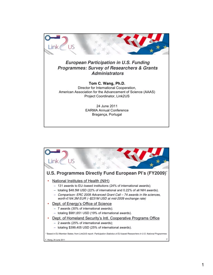 european participation in u s funding p p g programmes