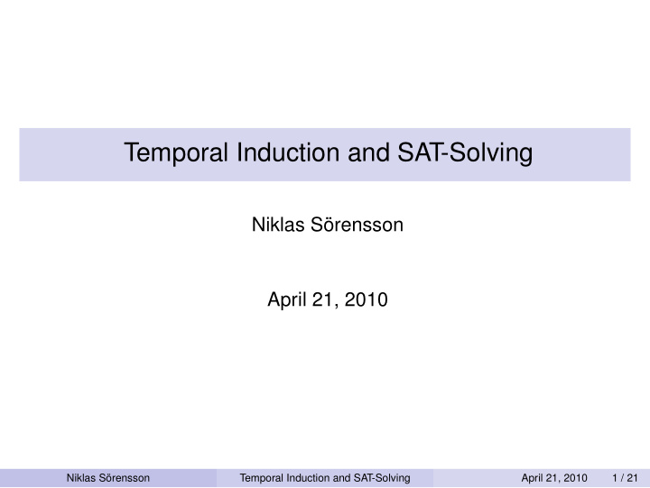 temporal induction and sat solving