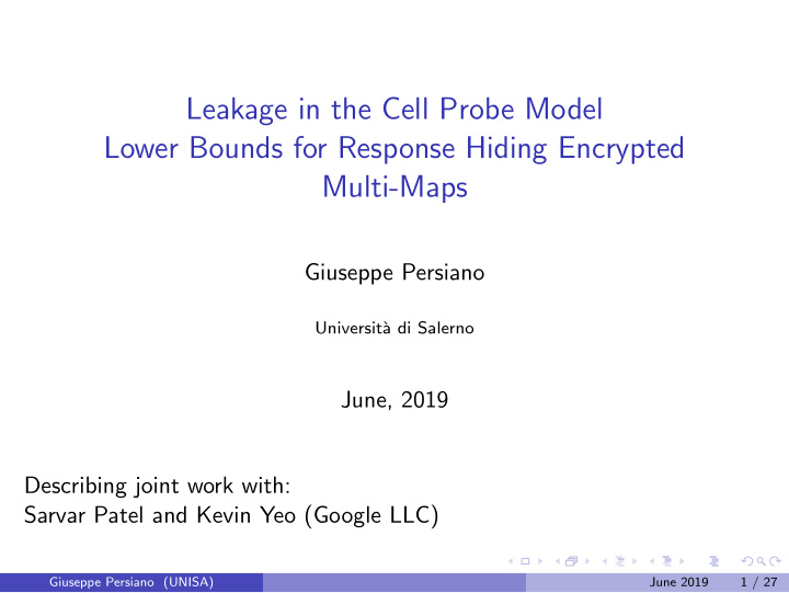 leakage in the cell probe model lower bounds for response