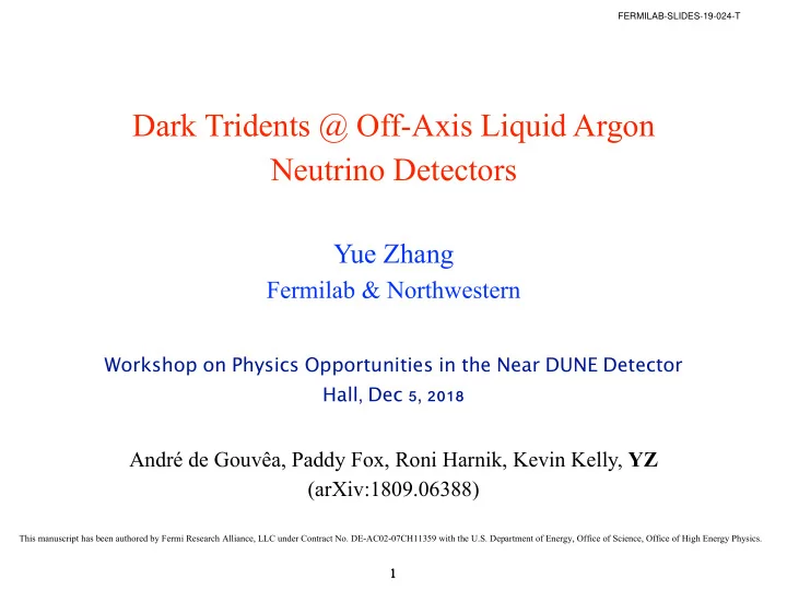 dark tridents off axis liquid argon neutrino detectors