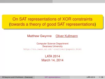 On SAT representations of XOR constraints  (towards a theory of good SAT representations)  Matthew