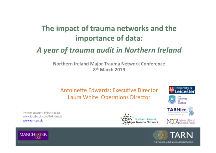 the impact of trauma networks and the importance of data
