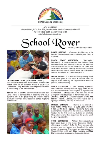 Issue 2, 28 February 2003 BOARD MEETING : (February 14) - Members of the  Board of Directors