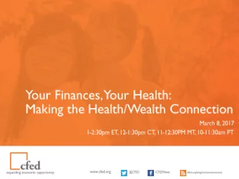 o  o  o  o  Who We Are Our mission at  CFED is to make  it possible for  millions of  people to