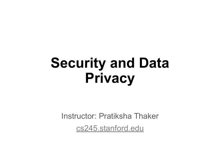 security and data privacy