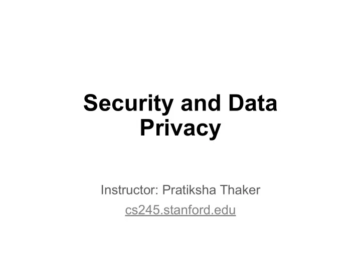 security and data privacy