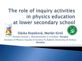 Sl  Slvka  vka Ro  Ropeko  ekov  v,  , Marin in Kire Primary School L. Novomeskeho 2 in