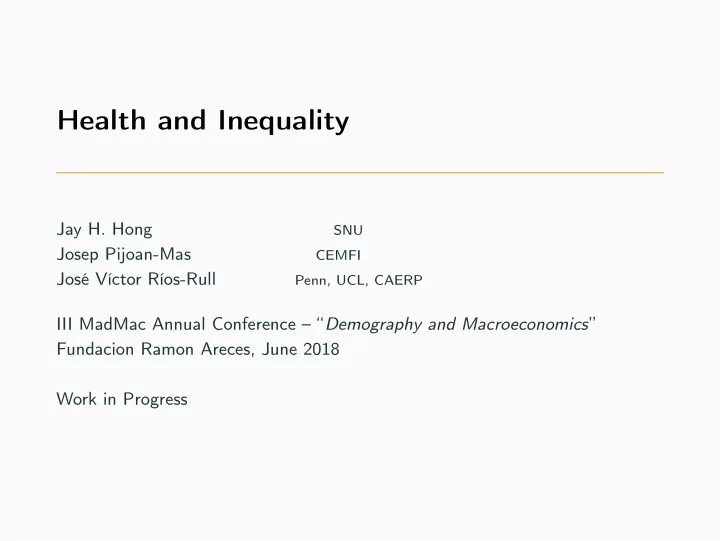 health and inequality