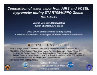 Comparison of water vapor from AIRS and VCSEL hygrometer during START08/HIPPO Global  Mark A.