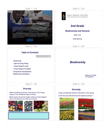 2nd Grade  Biodiversity and Humans  2015-11-23  www.njctl.org  Slide 3 / 129  Slide 4 / 129  Table