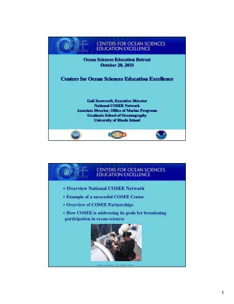 Centers for Ocean Sciences Education Excellence  Ocean Sciences Education Excellence  Centers for