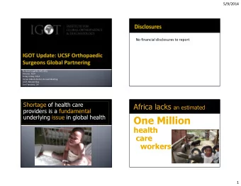 One Million  health  care  workers  1  5/9/2014  Causes of Impairment A traditional outlook