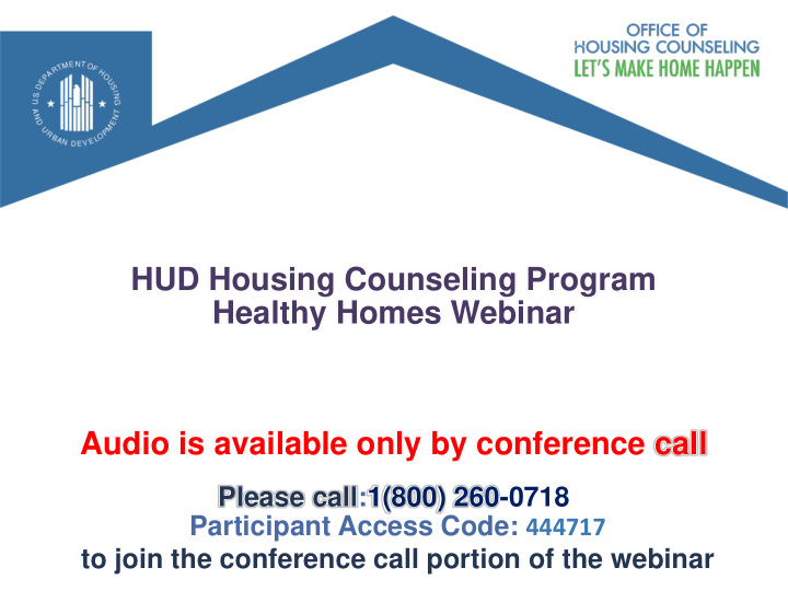 hud housing counseling program healthy homes webinar