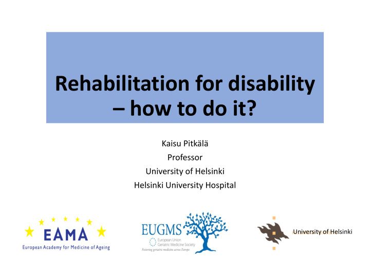 rehabilitation for disability