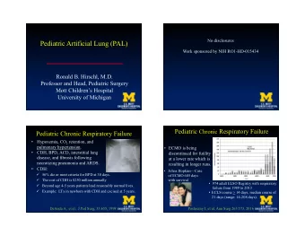 Pediatric Artificial Lung (PAL)  Work sponsored by NIH RO1-HD-015434  Ronald B. Hirschl, M.D.