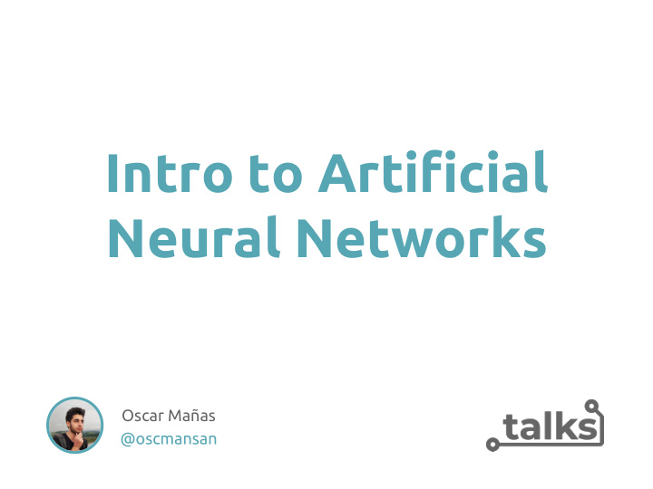 intro to artificial neural networks