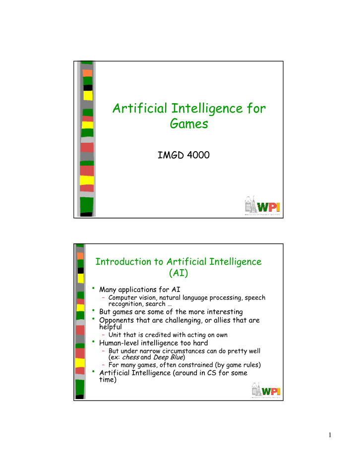 artificial intelligence for games