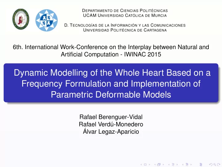 dynamic modelling of the whole heart based on a frequency