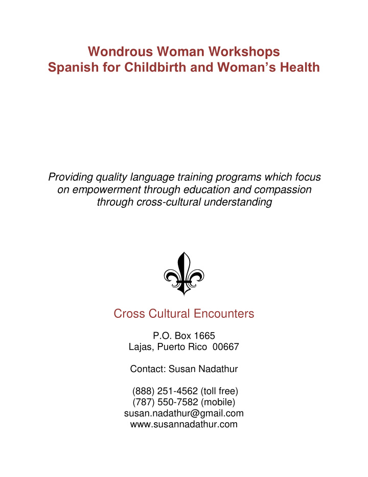 wondrous woman workshops spanish for childbirth and woman