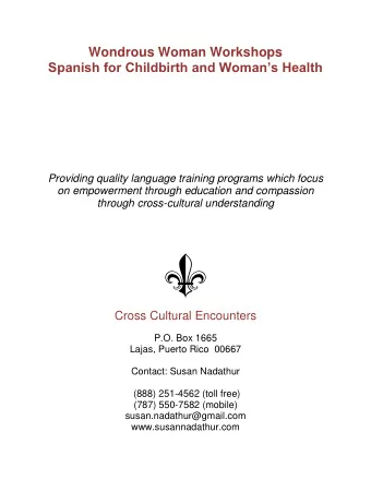 Wondrous Woman Workshops Spanish for Childbirth and Womans Health  Providing quality language