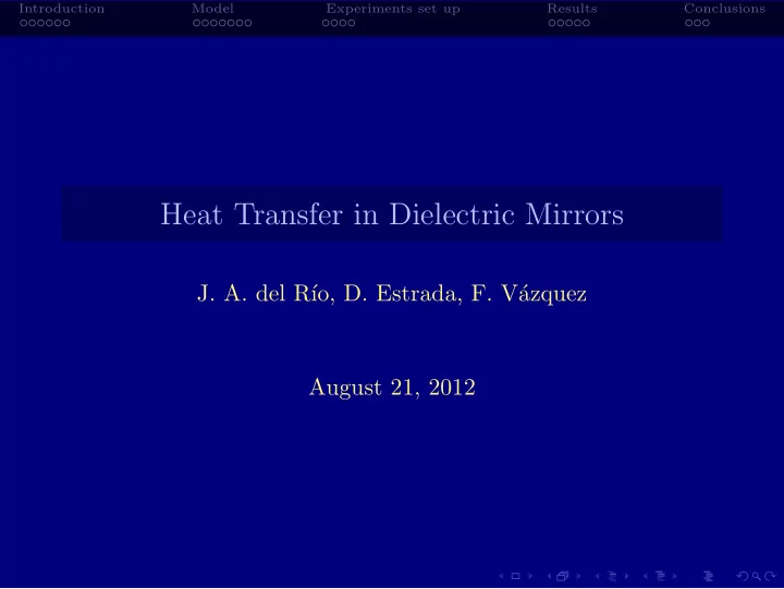 heat transfer in dielectric mirrors