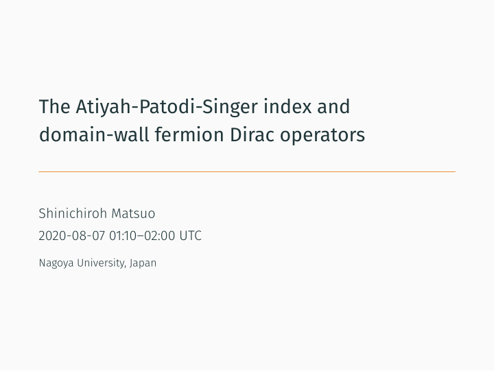 the atiyah patodi singer index and domain wall fermion