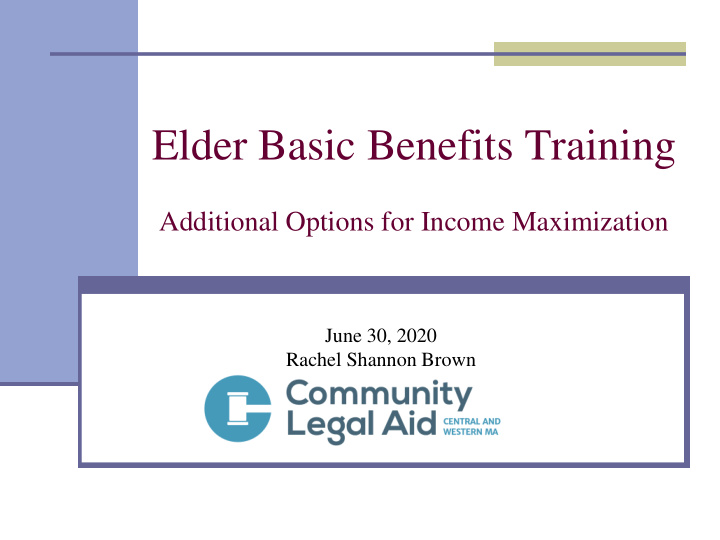 elder basic benefits training