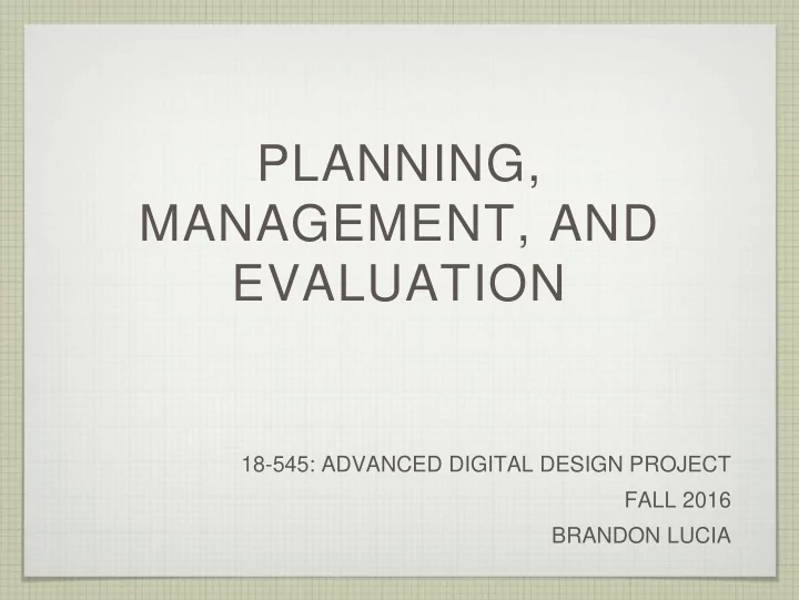 planning