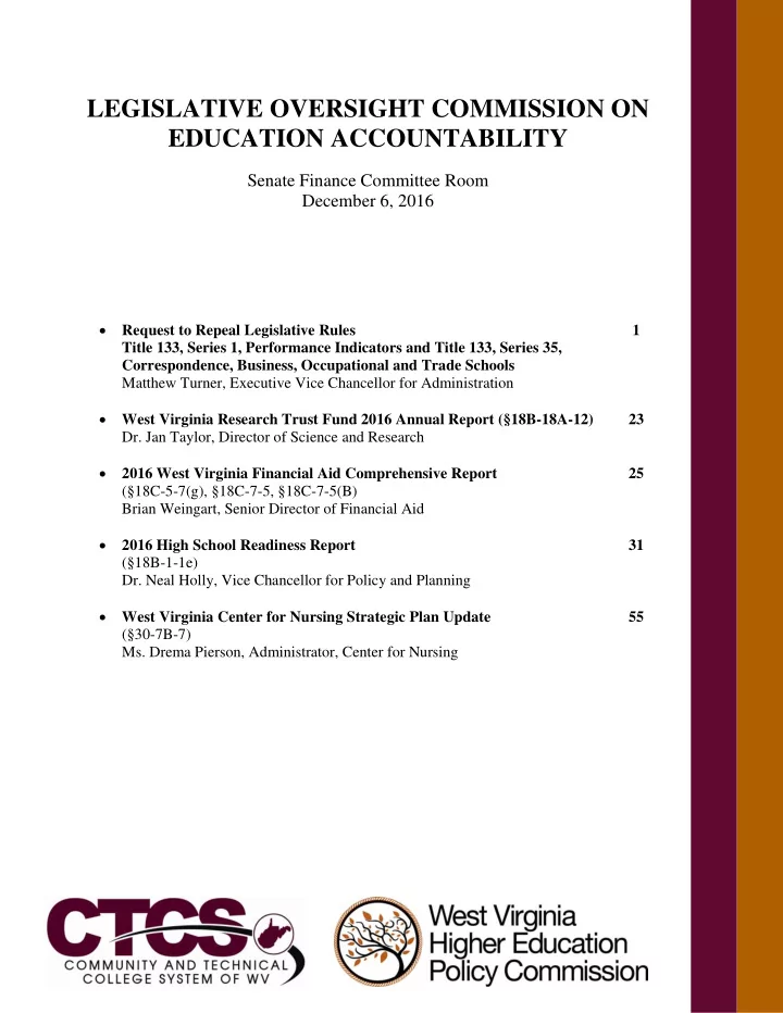 legislative oversight commission on education