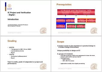 Prerequisites  IC Project and Verification, HT2  IC Project and Verification  RISC Processor