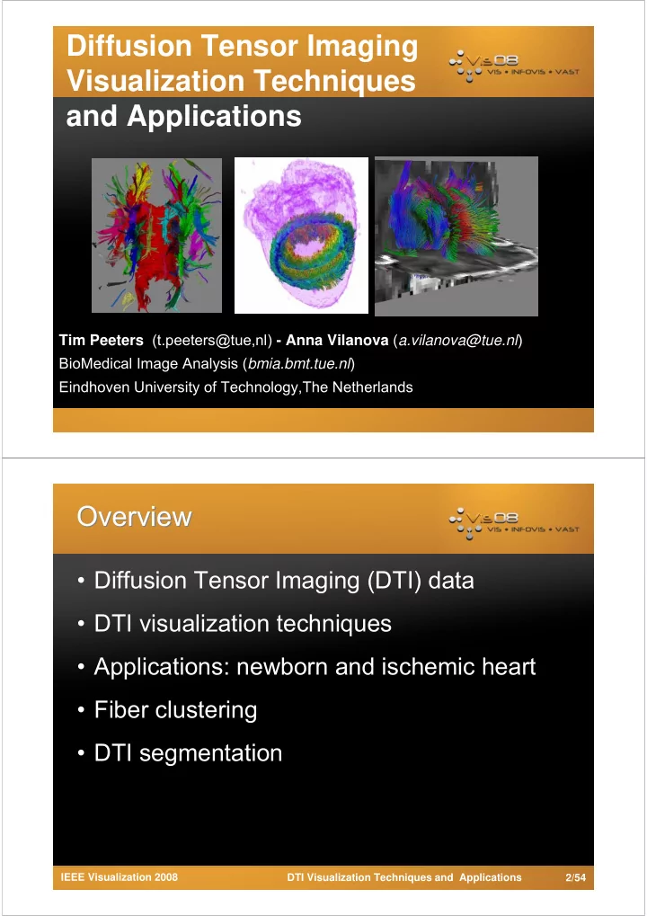 diffusion tensor imaging visualization techniques and