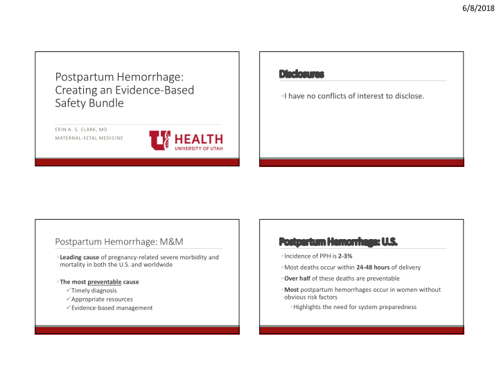 postpartum hemorrhage creating an evidence based