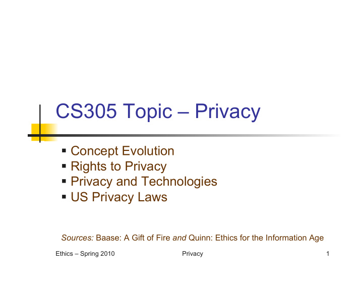 cs305 topic privacy