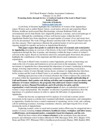 2015 Rural Womens Studies Association Conference  February 12-14, 2015  Promoting Justice