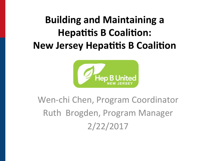 building and maintaining a hepa s b coali on new jersey