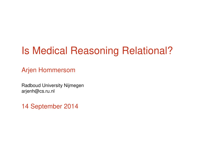 is medical reasoning relational