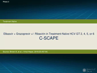 C-SCAPE  Source: Brown A, et al. J Viral Hepat. 2018;25:457-64.  Elbasvir + Grazoprevir +/- RBV in
