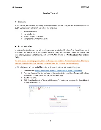 Overview  In this tutorial, we will learn how to log into the EE server, Bender. Then, we will