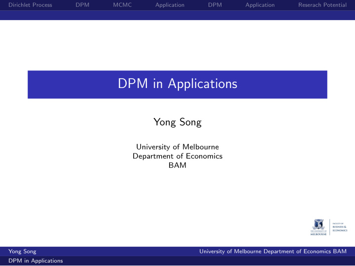 dpm in applications