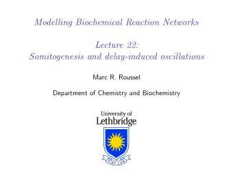 Modelling Biochemical Reaction Networks  Lecture 22:  Somitogenesis and delay-induced oscillations