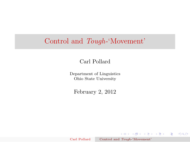 control and tough movement