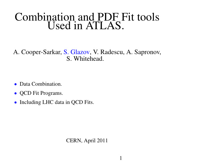 combination and pdf fit tools used in atlas